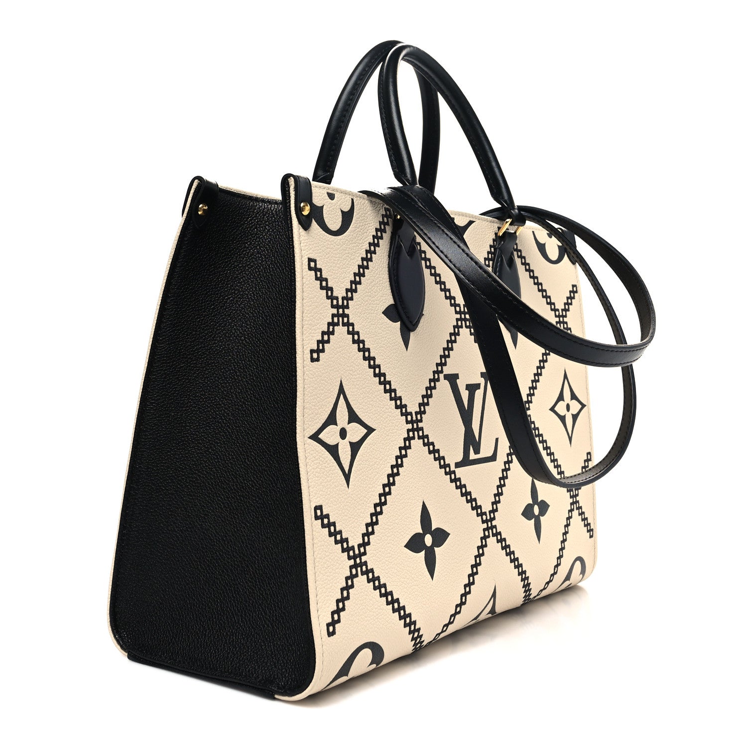 Louis Vuitton Empreinte Monogram Giant Broderies Onthego MM Cream Black 3 of 11