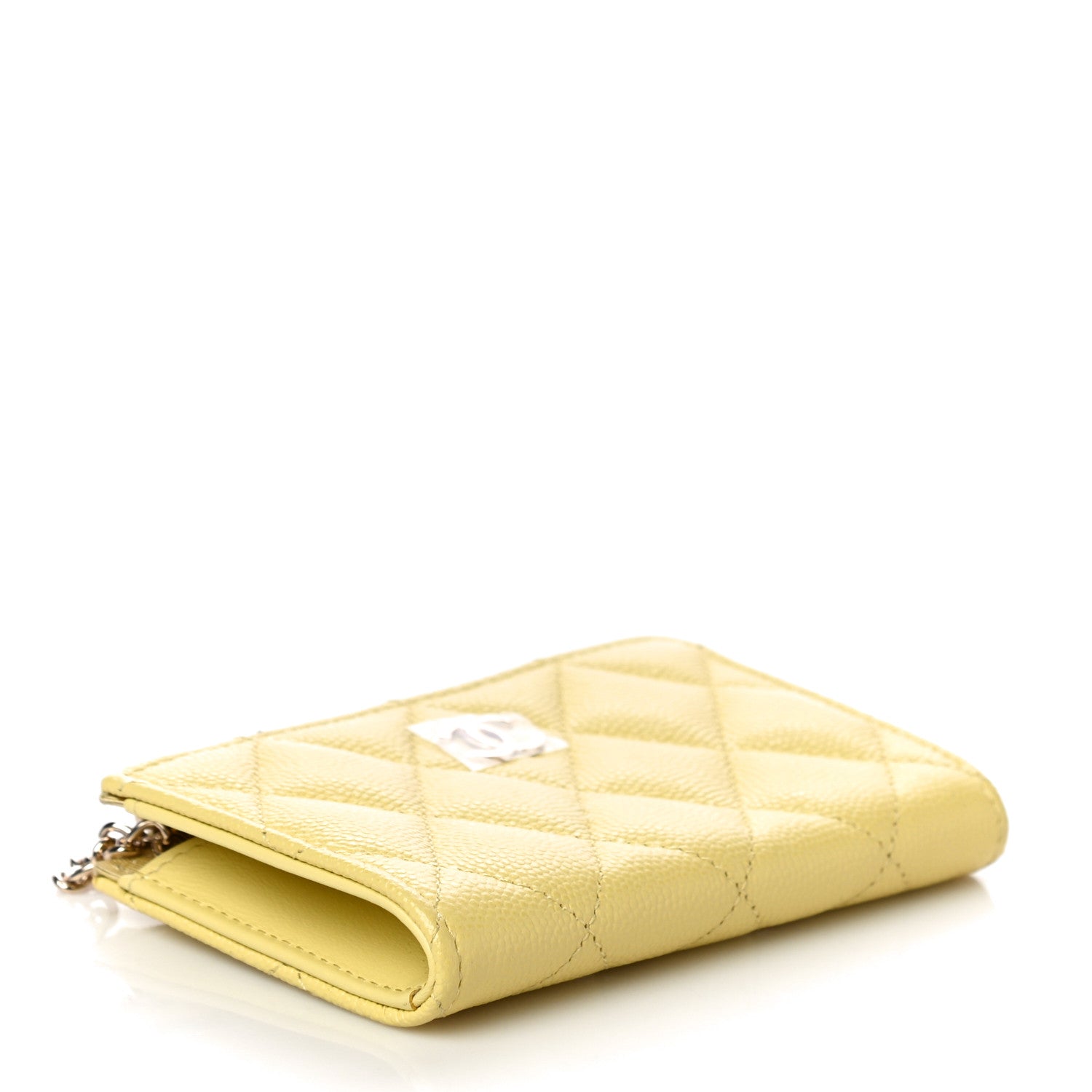 Chanel Caviar Quilted Zipped Key Holder Case Yellow 4 of 11