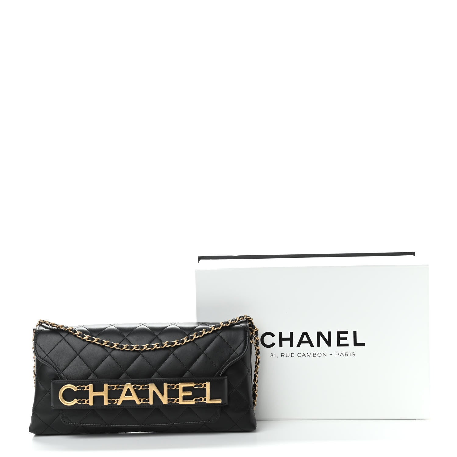Chanel Calfskin Quilted Enchained Clutch Black 13 of 13