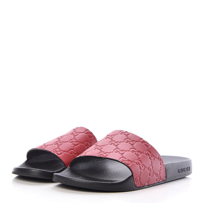 Gucci Guccissima Signature Womens Slide Sandals 39 Hibiscus Red 3 of 9