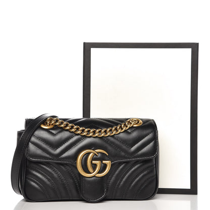 Gucci Calfskin Matelasse Mini GG Marmont Shoulder Bag Black 8 of 8