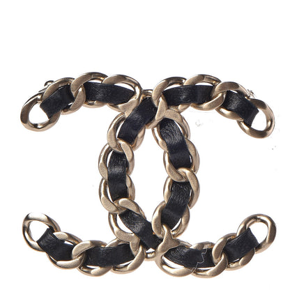 Chanel Lambskin Chain CC Brooch Black Gold 1 of 4