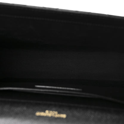 Saint Laurent Grain De Poudre Textured Mixed Matelasse Triquilt Medium Monogram Satchel Black 5 of 10