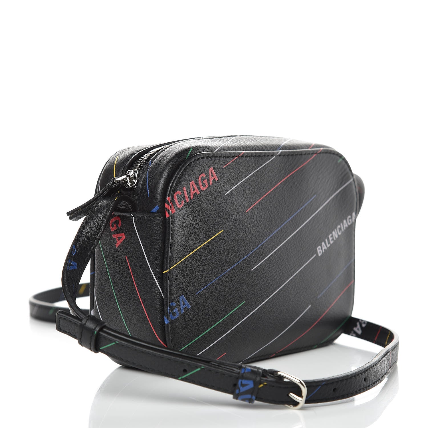 Balenciaga Calfskin Logo Print XS Everyday Camera Bag Black Multicolor 3 of 8