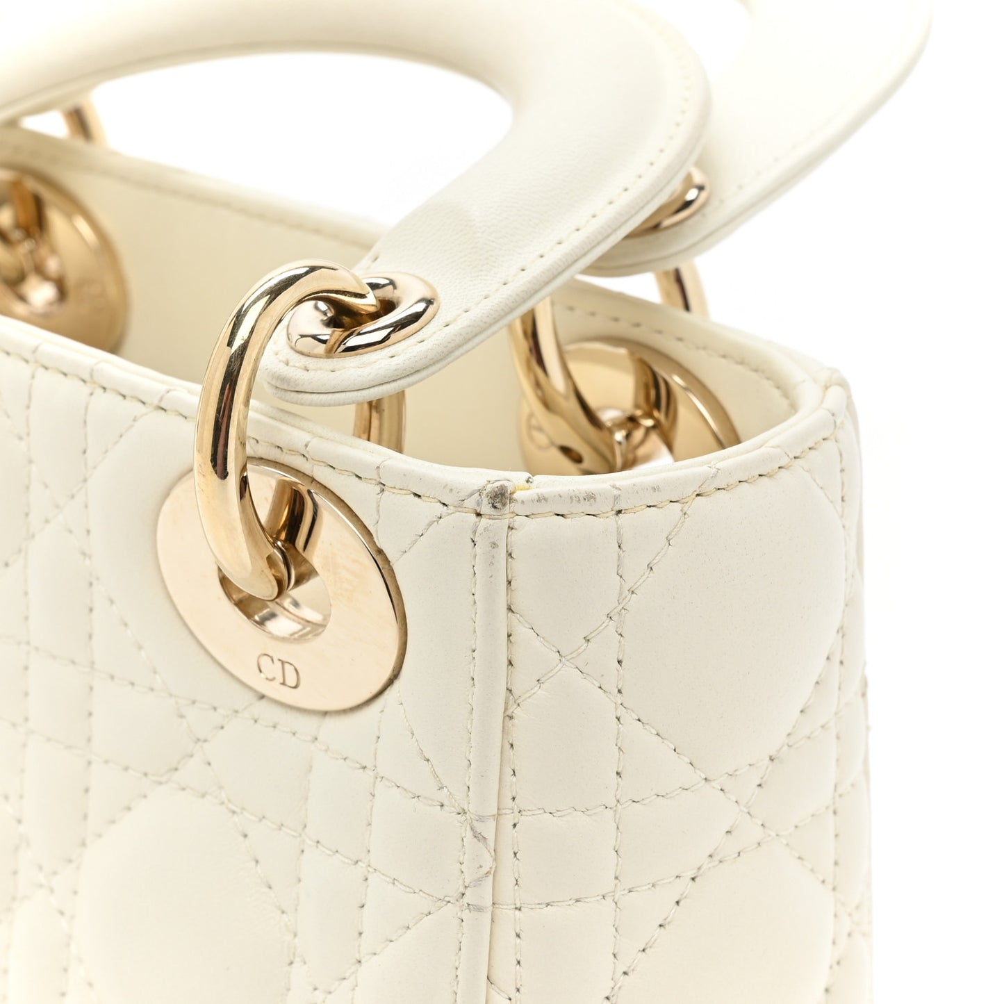 Lambskin Cannage DiorAmour Mini Lady Dior White