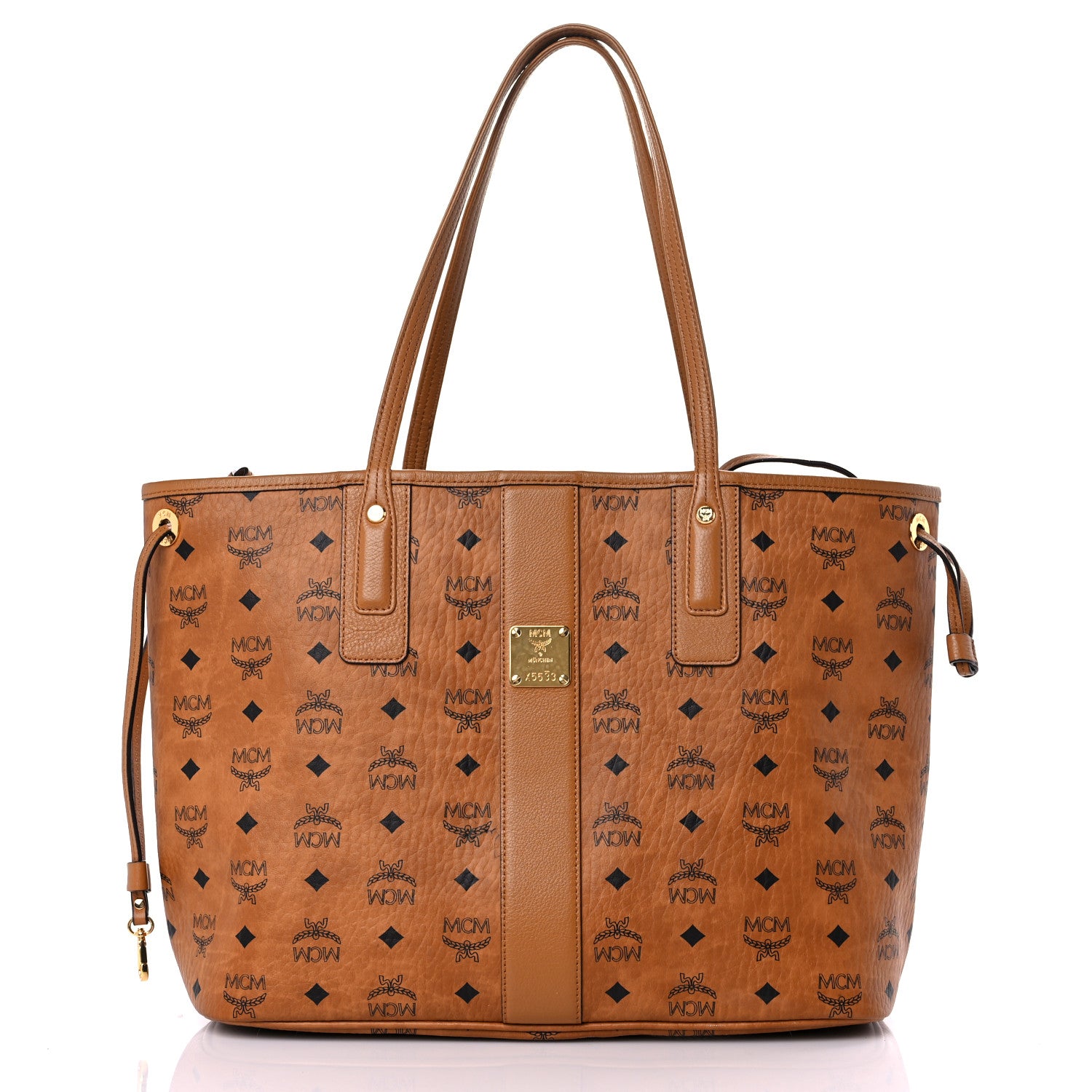 MCM Visetos Medium Liz Reversible Shopper Tote Cognac 3 of 21