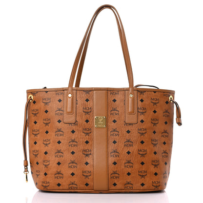MCM Visetos Medium Liz Reversible Shopper Tote Cognac 3 of 21