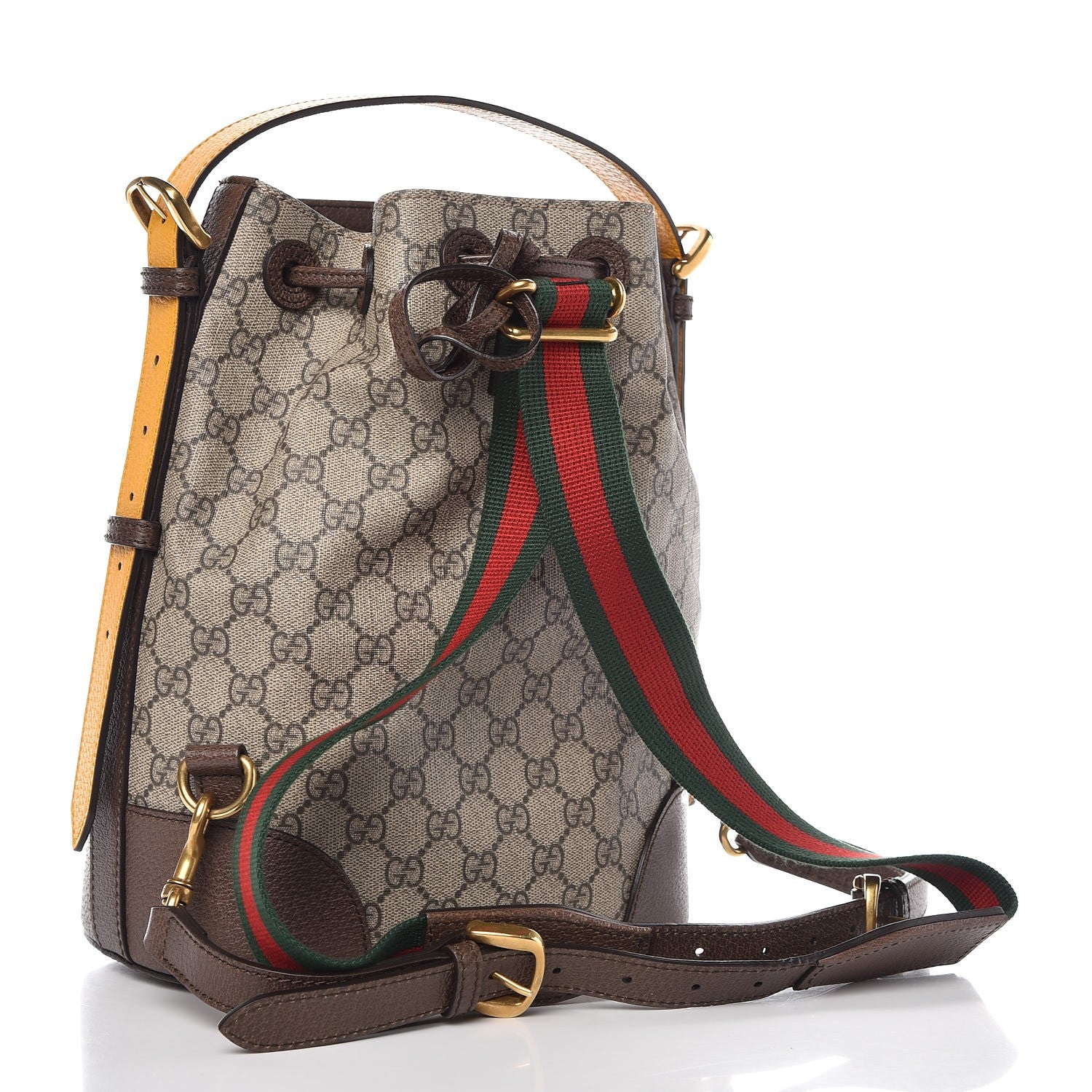 Gucci GG Supreme Monogram Neo Vintage Drawstring Bucket Backpack Beige New Acero Crop 3 of 7
