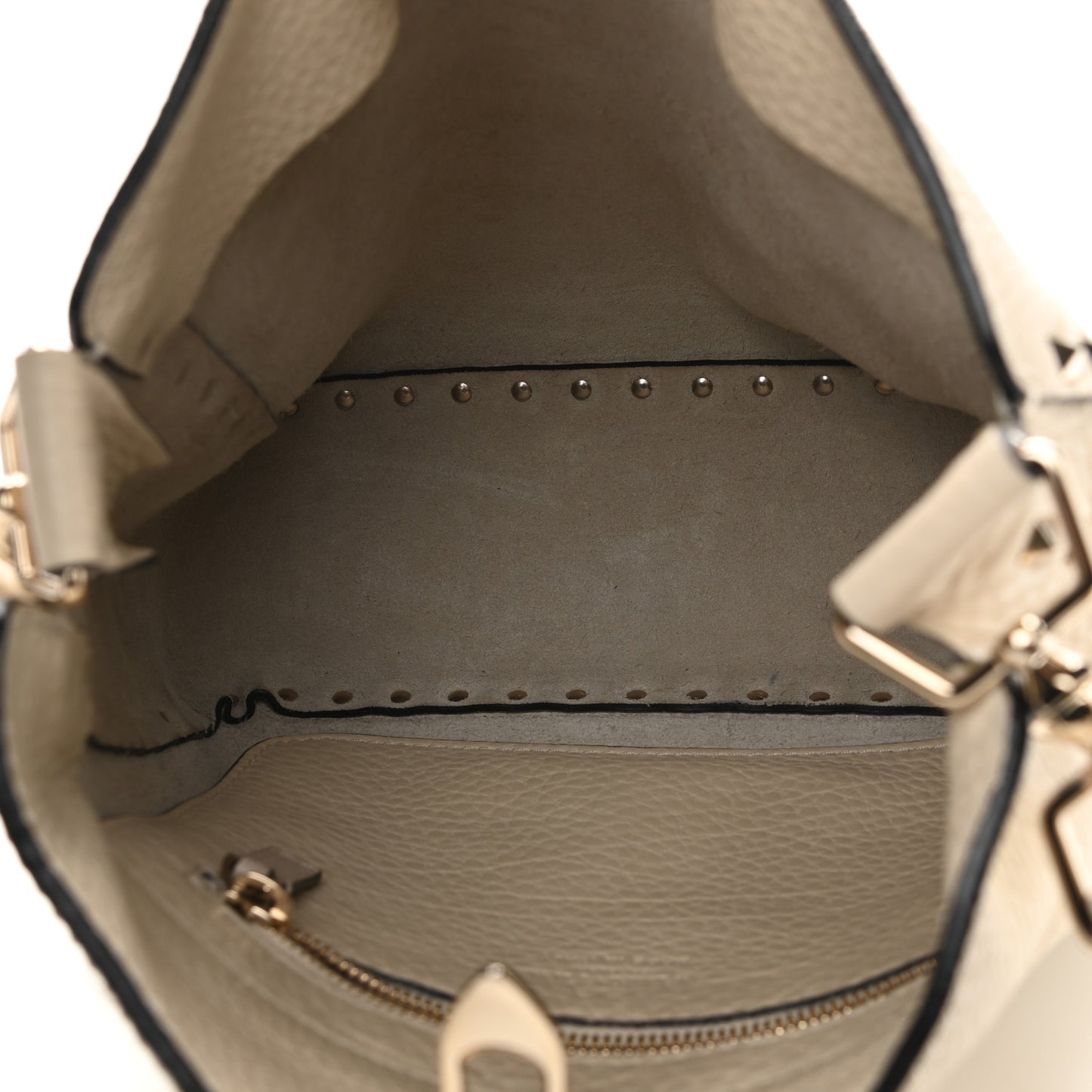 Pebbled Calfskin Small Rockstud Flip-Lock Messenger Bag Light Ivory