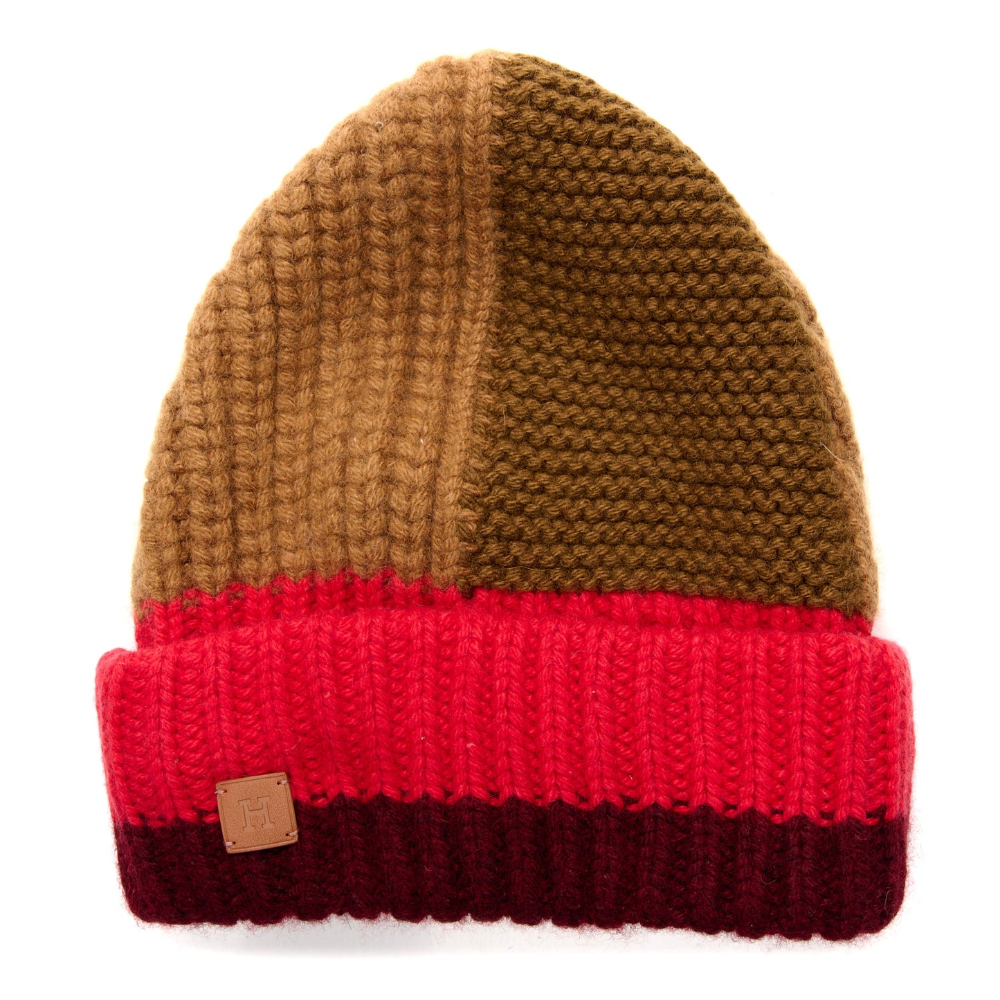 Cashmere Detroit Beanie Hat S Beige Bordeaux