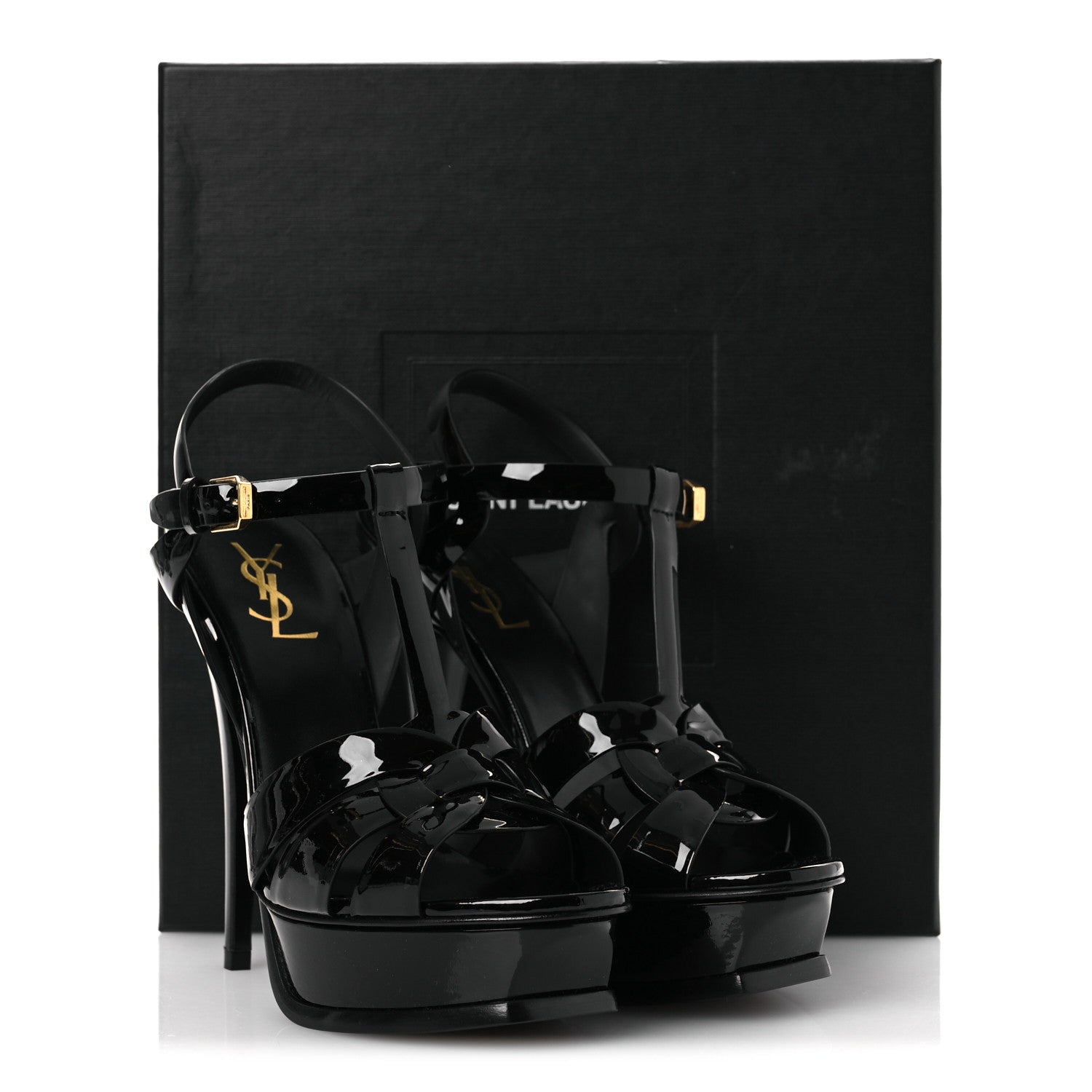Saint Laurent Patent Tribute 105 Platform Sandals 38 Black 11 of 11