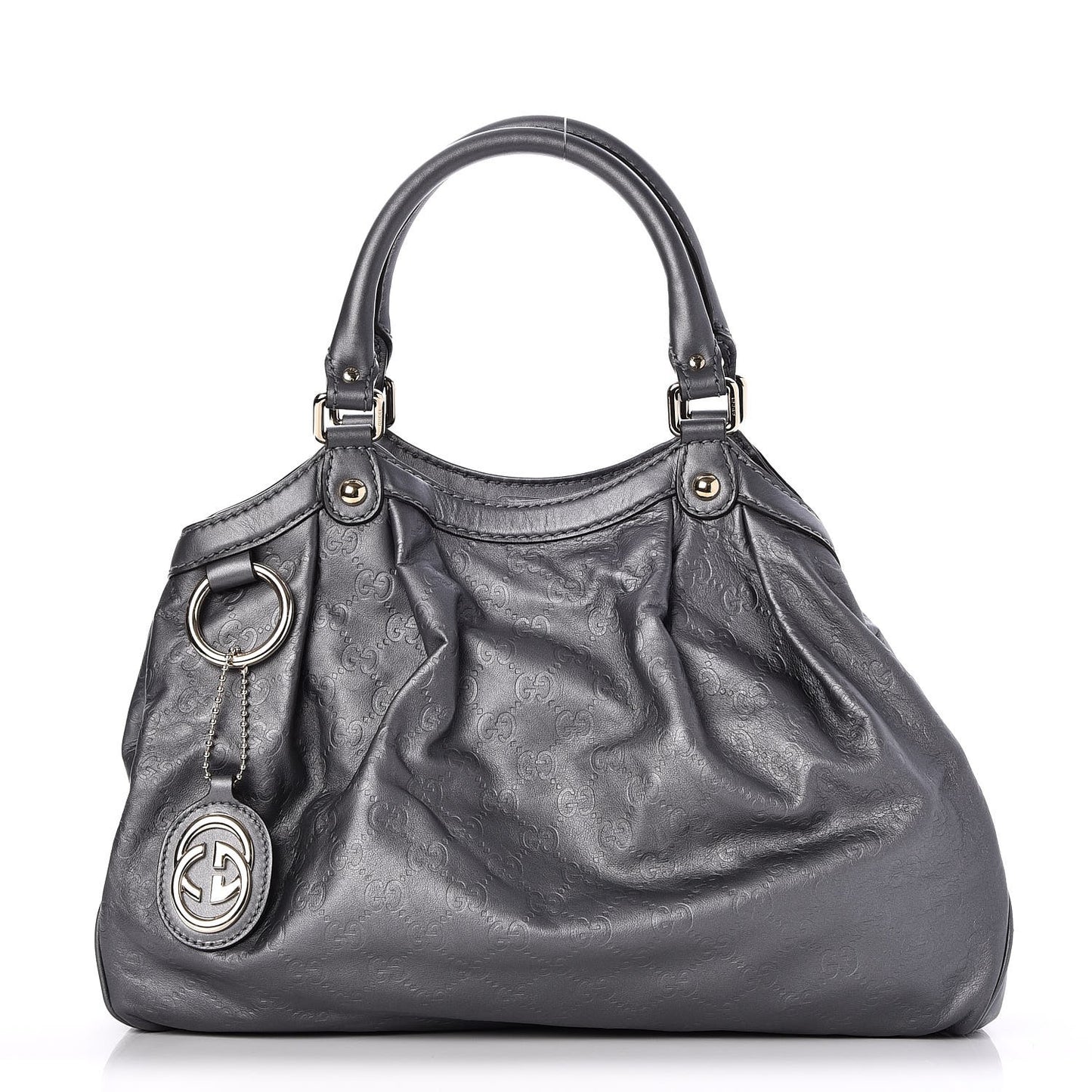 Guccissima Medium Sukey Tote Dark Silver