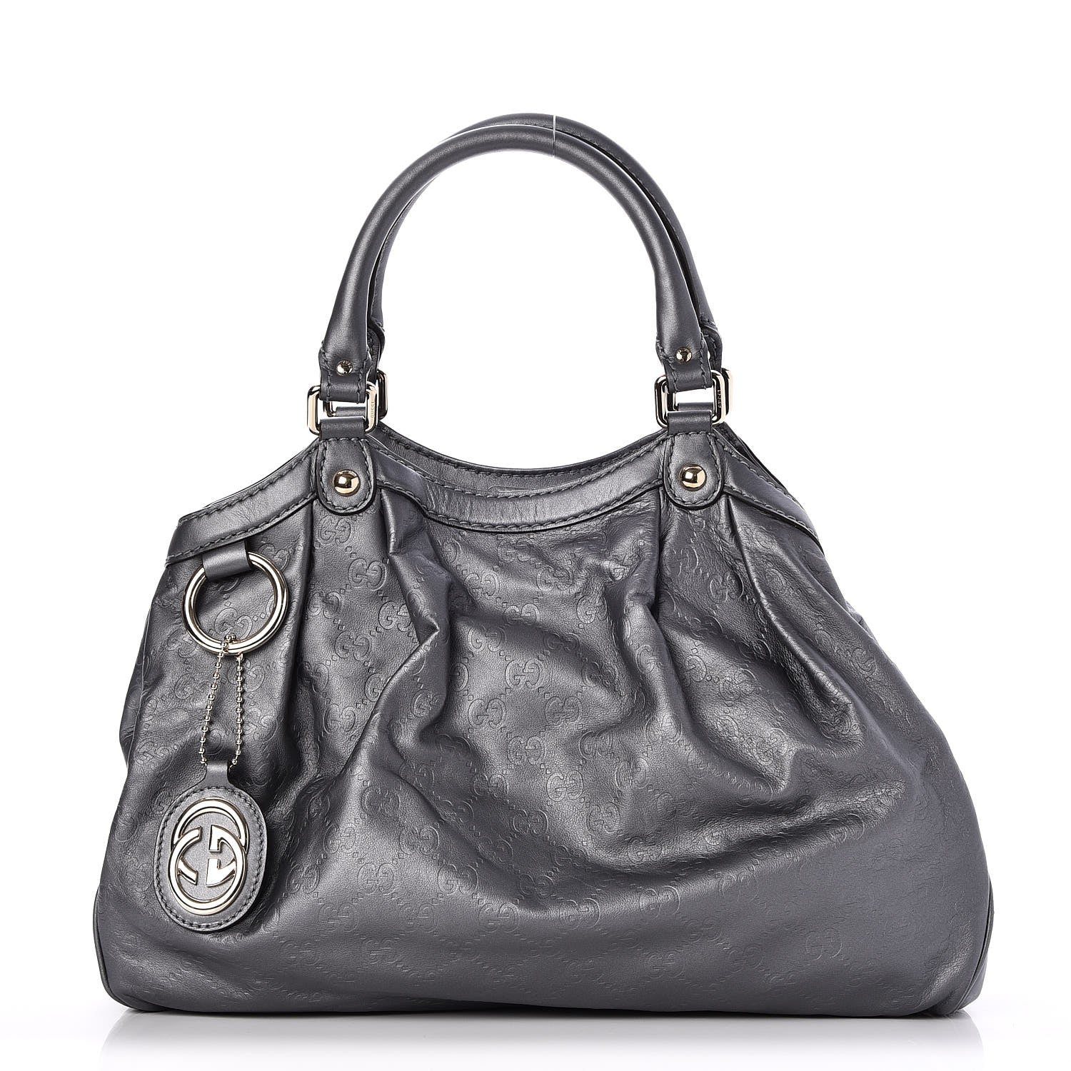 Gucci Guccissima Medium Sukey Tote Dark Silver 1 of 7