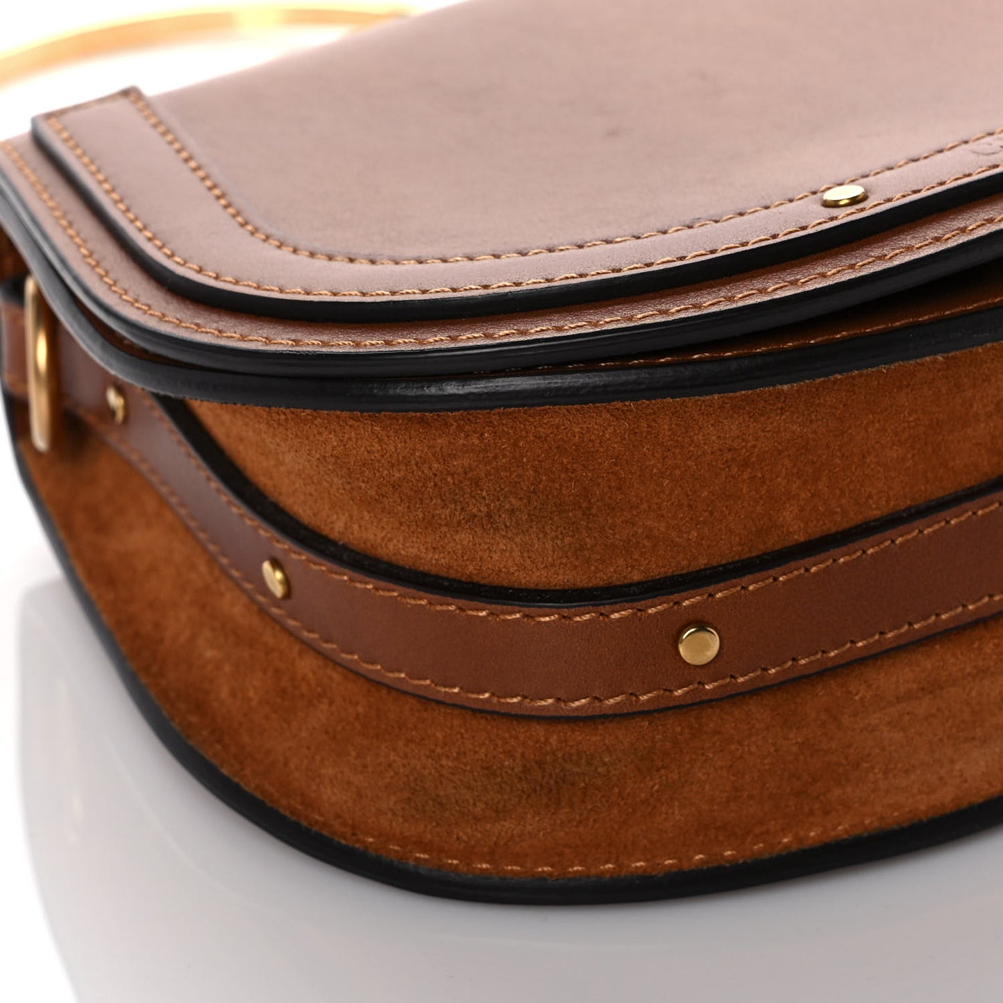 Calfskin Suede Small Nile Bracelet Bag Caramel
