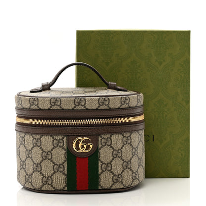 Gucci GG Supreme Monogram Textured Calfskin Web Ophidia Vanity Cosmetic Case Beige Ebony New Acero 8 of 8