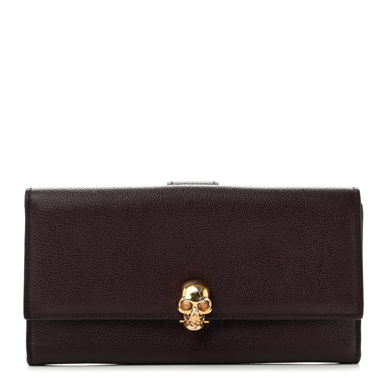 Alexander McQueen Pebbled Calfskin Skull Continental Wallet Burgundy 1 of 9