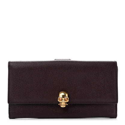 Alexander McQueen Pebbled Calfskin Skull Continental Wallet Burgundy 1 of 9