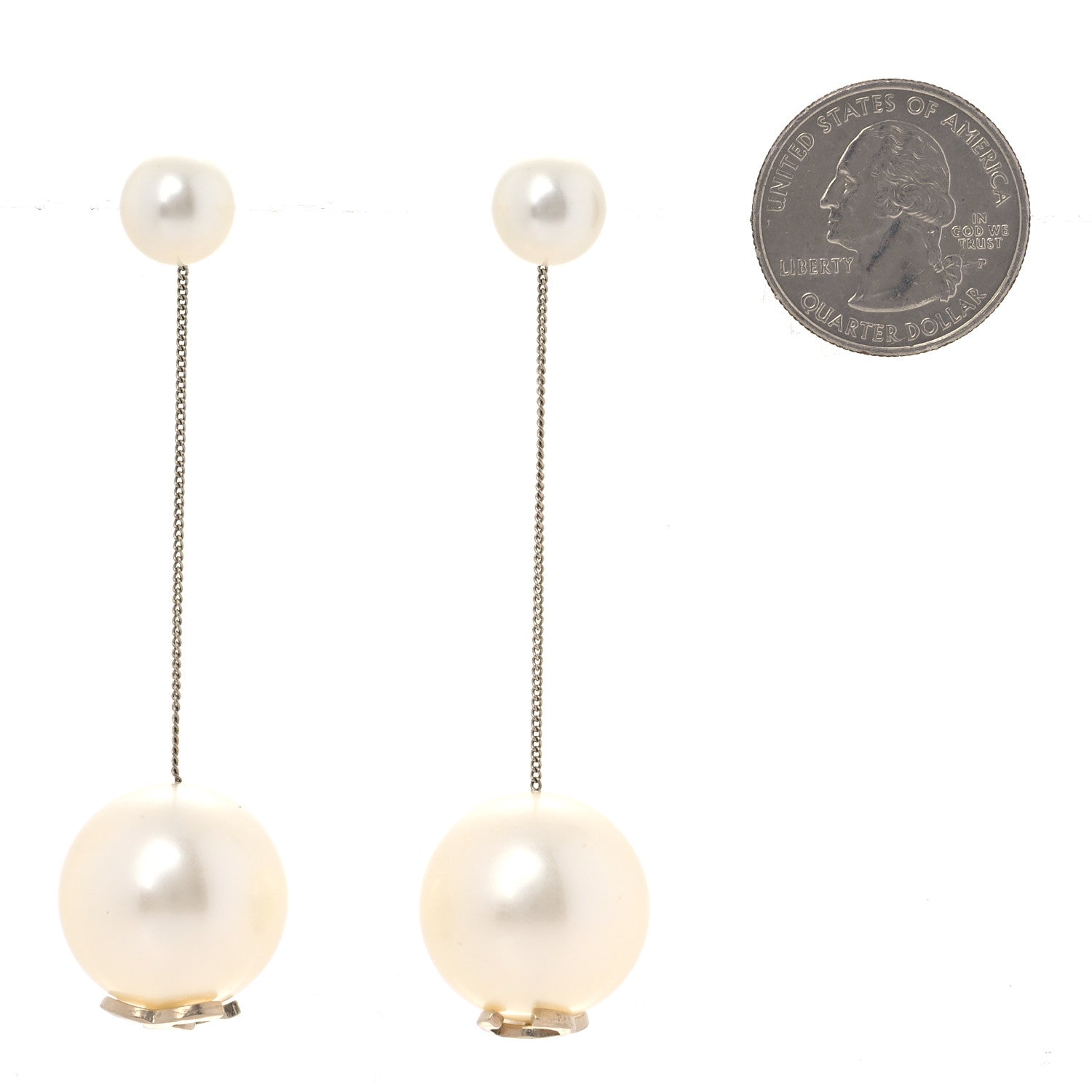 Chanel Pearl CC Chain Drop Earrings Gold 2 of 5