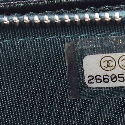 Chanel Iridescent Caviar Quilted CC Filigree Clutch With Chain Dark Turquoise 7 of 12