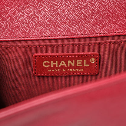 Chanel Caviar Chevron Quilted Medium Boy Flap Red 6 of 11