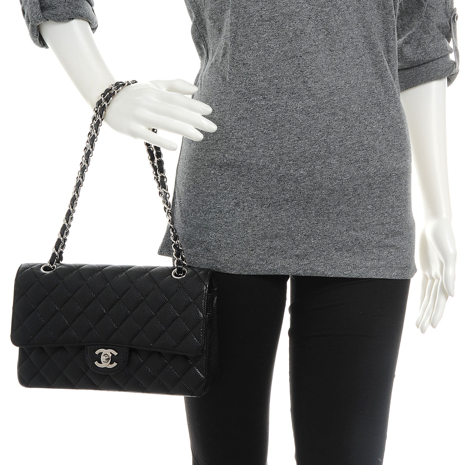Chanel Caviar Quilted Medium Double Flap Black 2 of 8