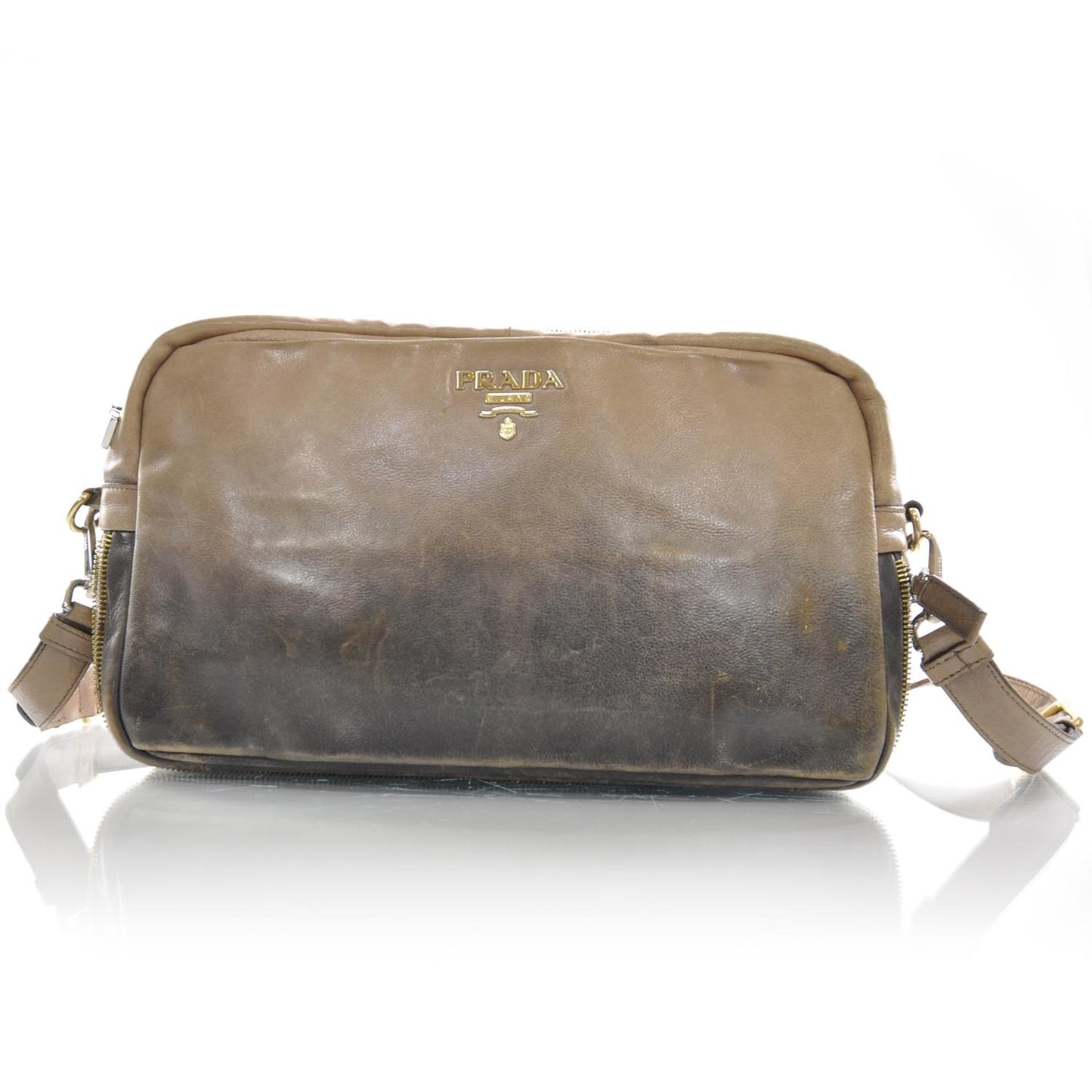 Cervo Glace Zippers Shoulder Bag Ardesia Talco