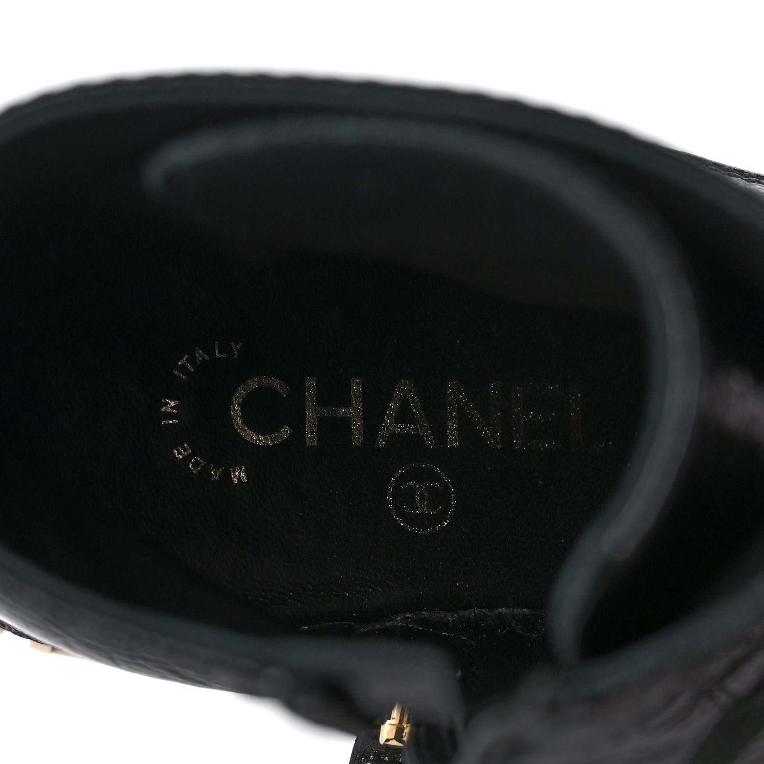 Chanel Shiny Crumpled Lambskin Lace Up Combat Boots 38 Black 8 of 9