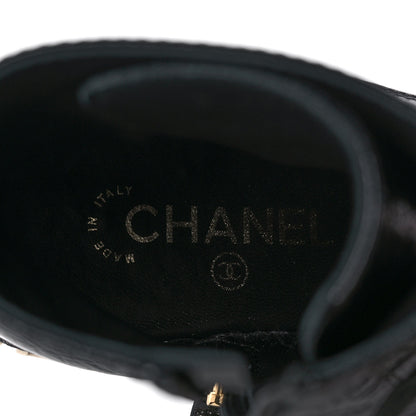 Chanel Shiny Crumpled Lambskin Lace Up Combat Boots 38 Black 8 of 9