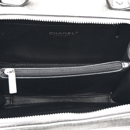 Chanel Metallic Caviar Quilted Medium CC Filigree Vanity Case Dark Silver 5 of 10