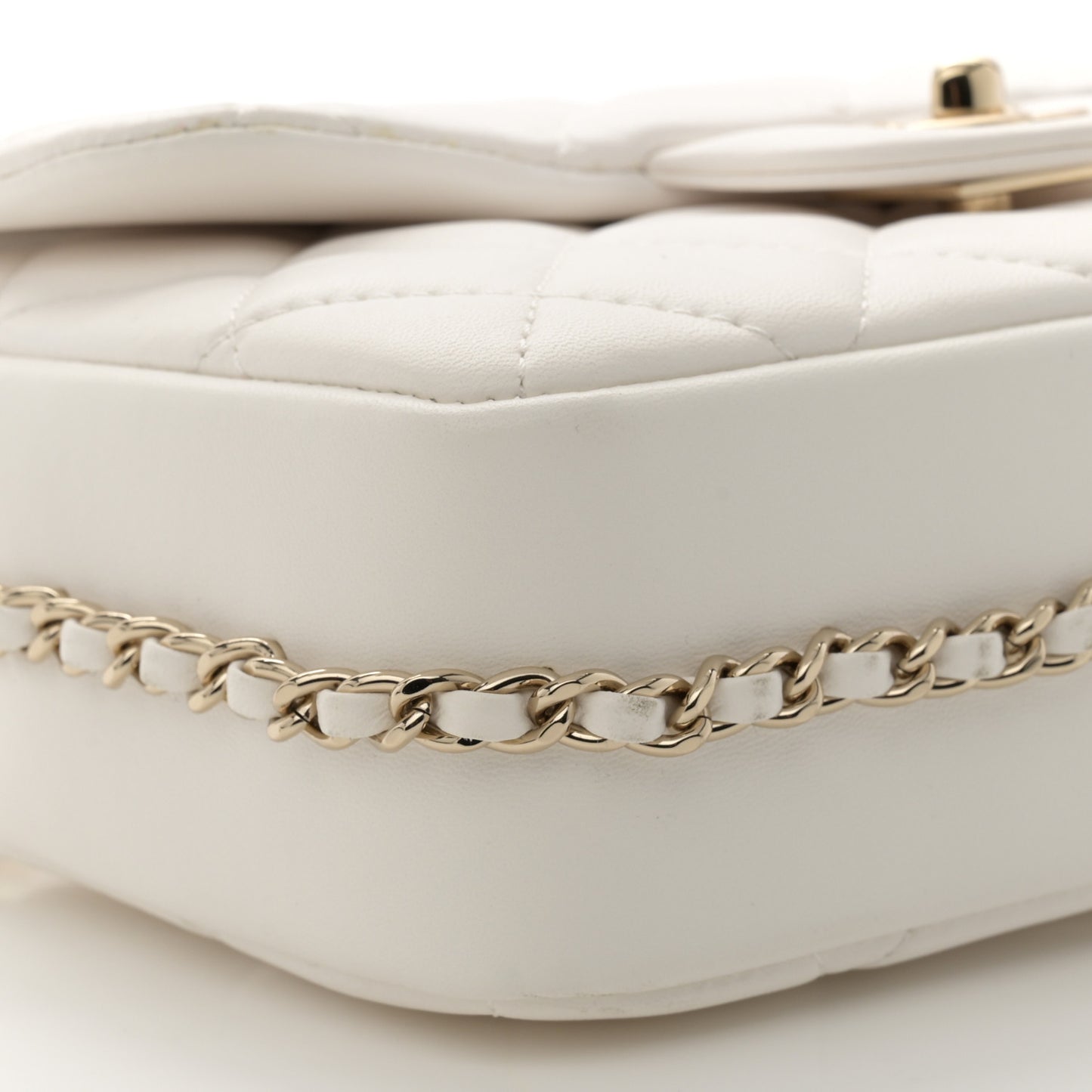 Lambskin Quilted Small My Precious Flap White