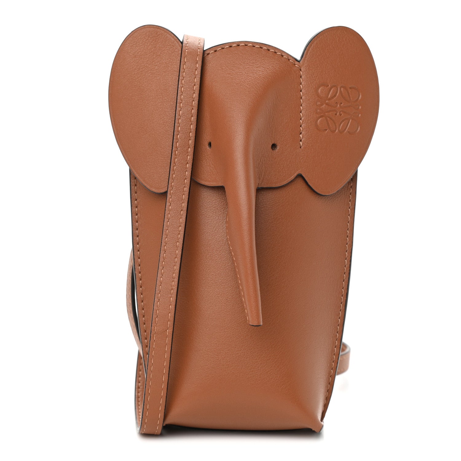 Loewe Calfskin Elephant Pouch Crossbody Bag Tan 1 of 11