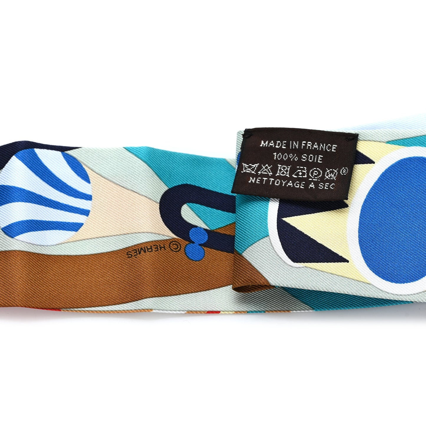 Silk Parade En Fanfare Twilly Bleu Camel Rouge