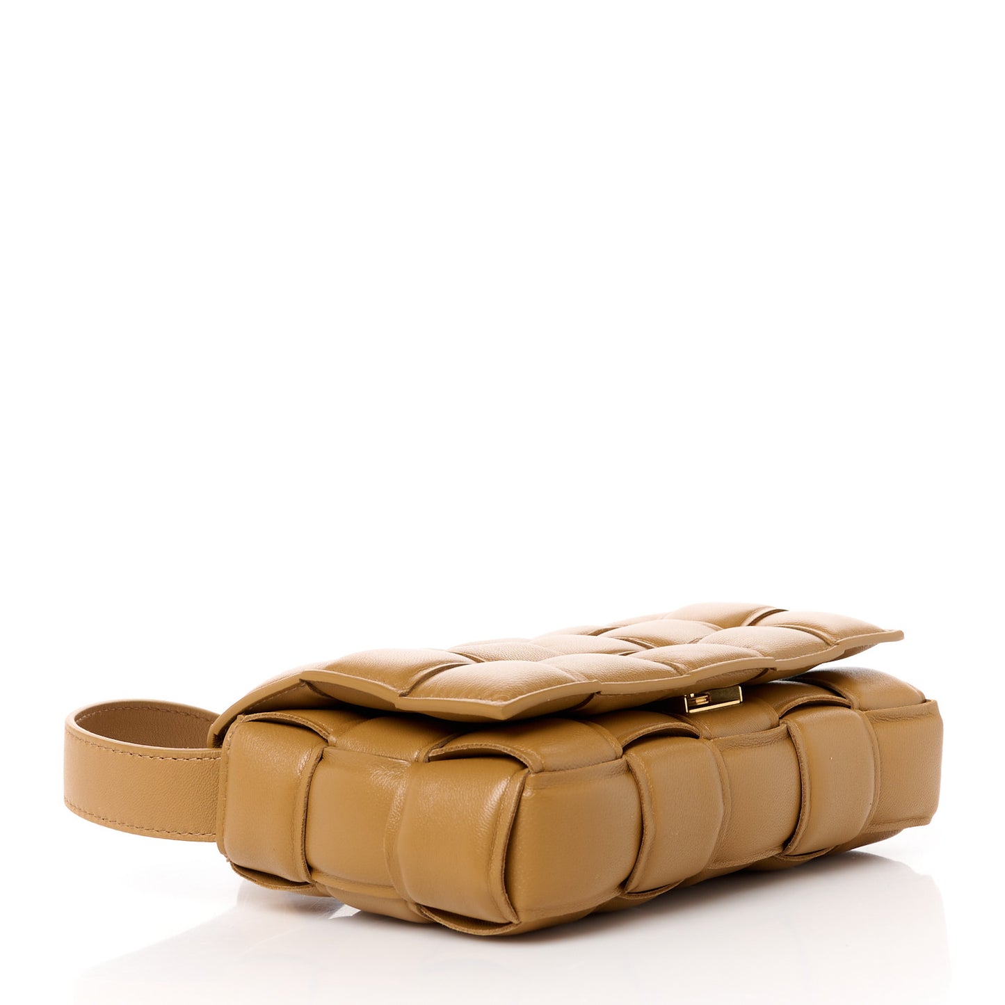 Nappa Maxi Intreccio Small Padded Cassette Crossbody Bag Camel