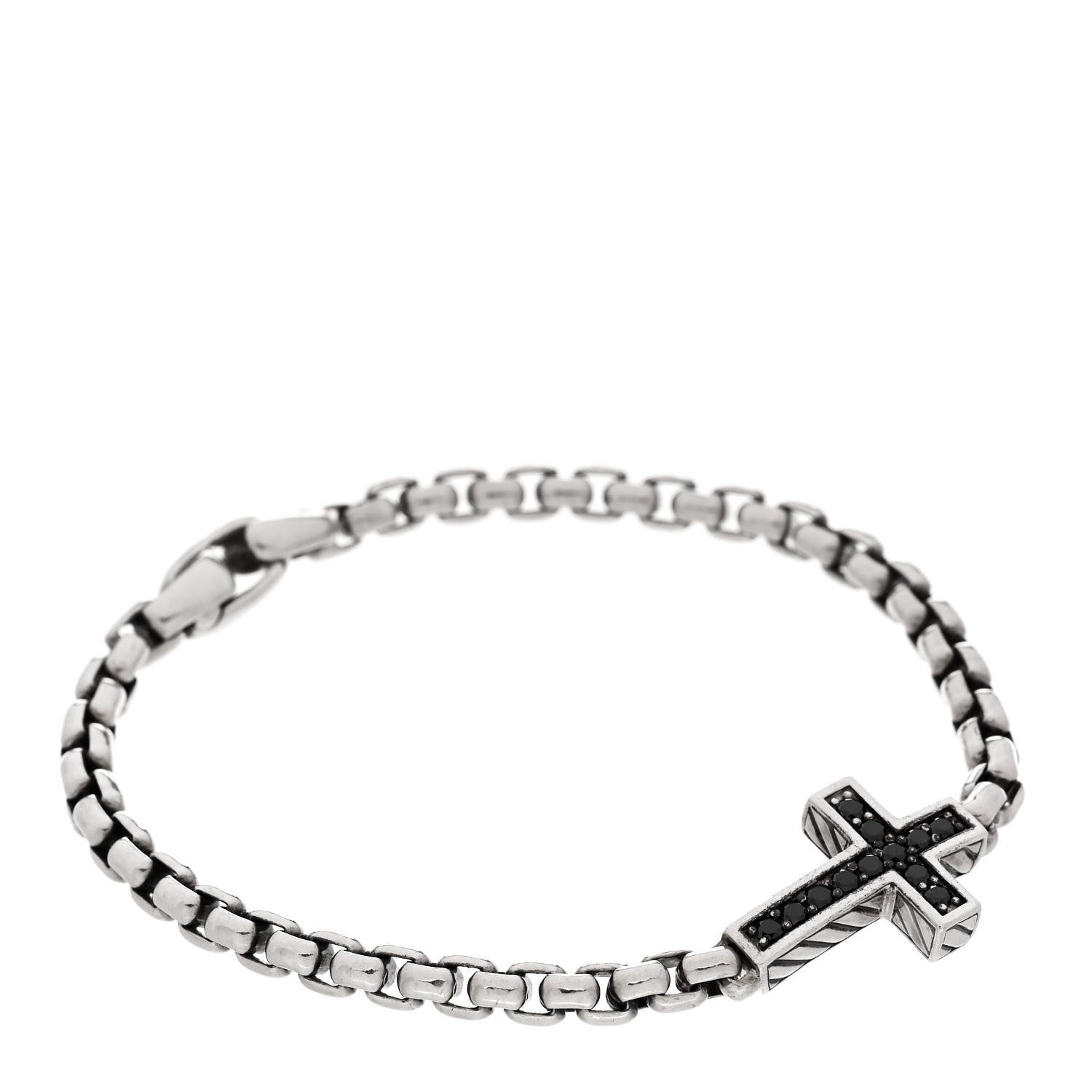 David Yurman Sterling Silver Black Diamond Pave Cross Bracelet 1 of 3