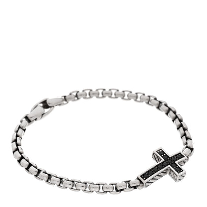 David Yurman Sterling Silver Black Diamond Pave Cross Bracelet 1 of 3