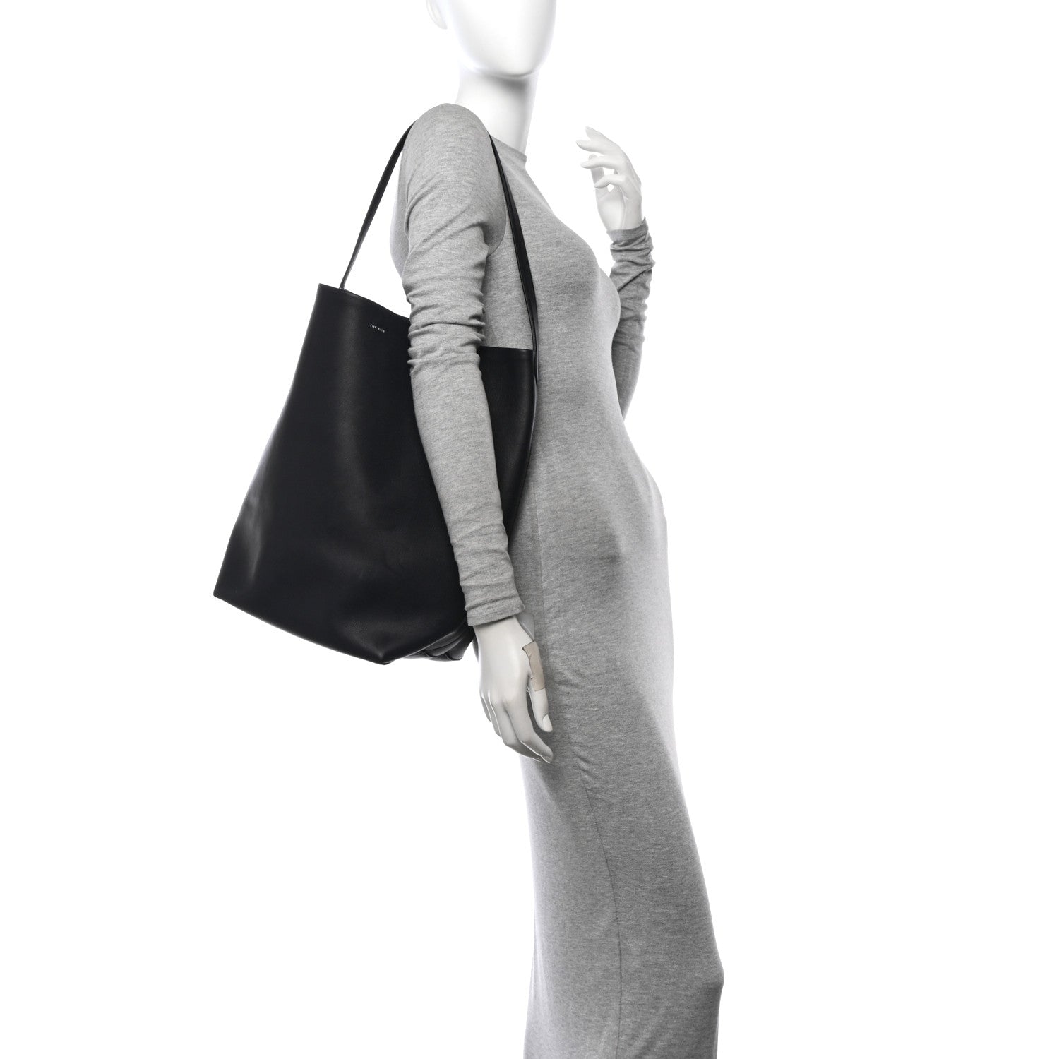 The Row Polished Saddle Calfskin Large N/S Park Tote Black 2 of 12