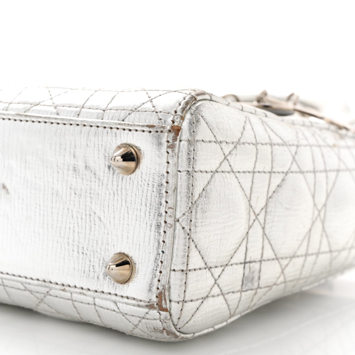 Christian Dior Metallic Grained Calfskin Cannage Small Lucky Badges My Lady Dior Silver 10 of 16