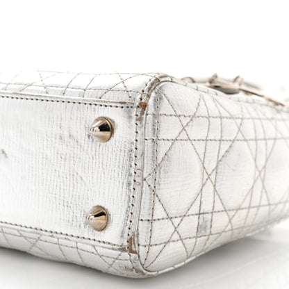 Christian Dior Metallic Grained Calfskin Cannage Small Lucky Badges My Lady Dior Silver 10 of 16