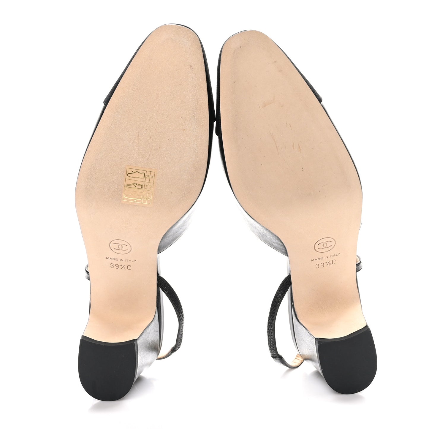 Goatskin Grosgrain Cap Toe CC Slingback Sandals 39.5 Black