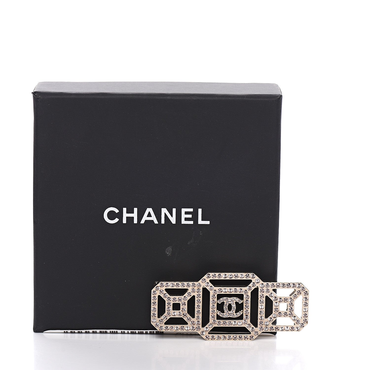 Chanel Crystal CC Brooch Light Gold Pink 4 of 4