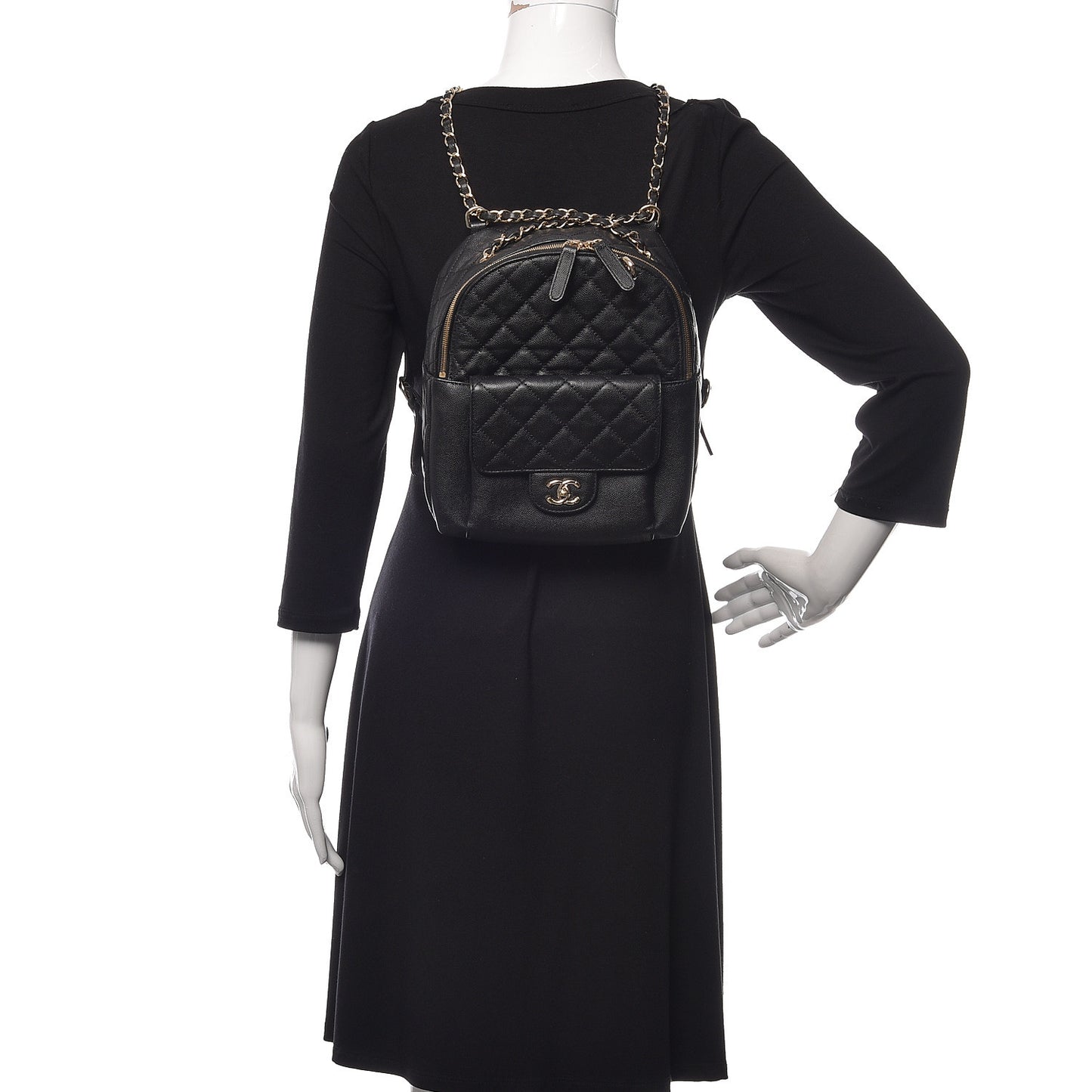 Caviar Quilted Large CC Day Backpack Black