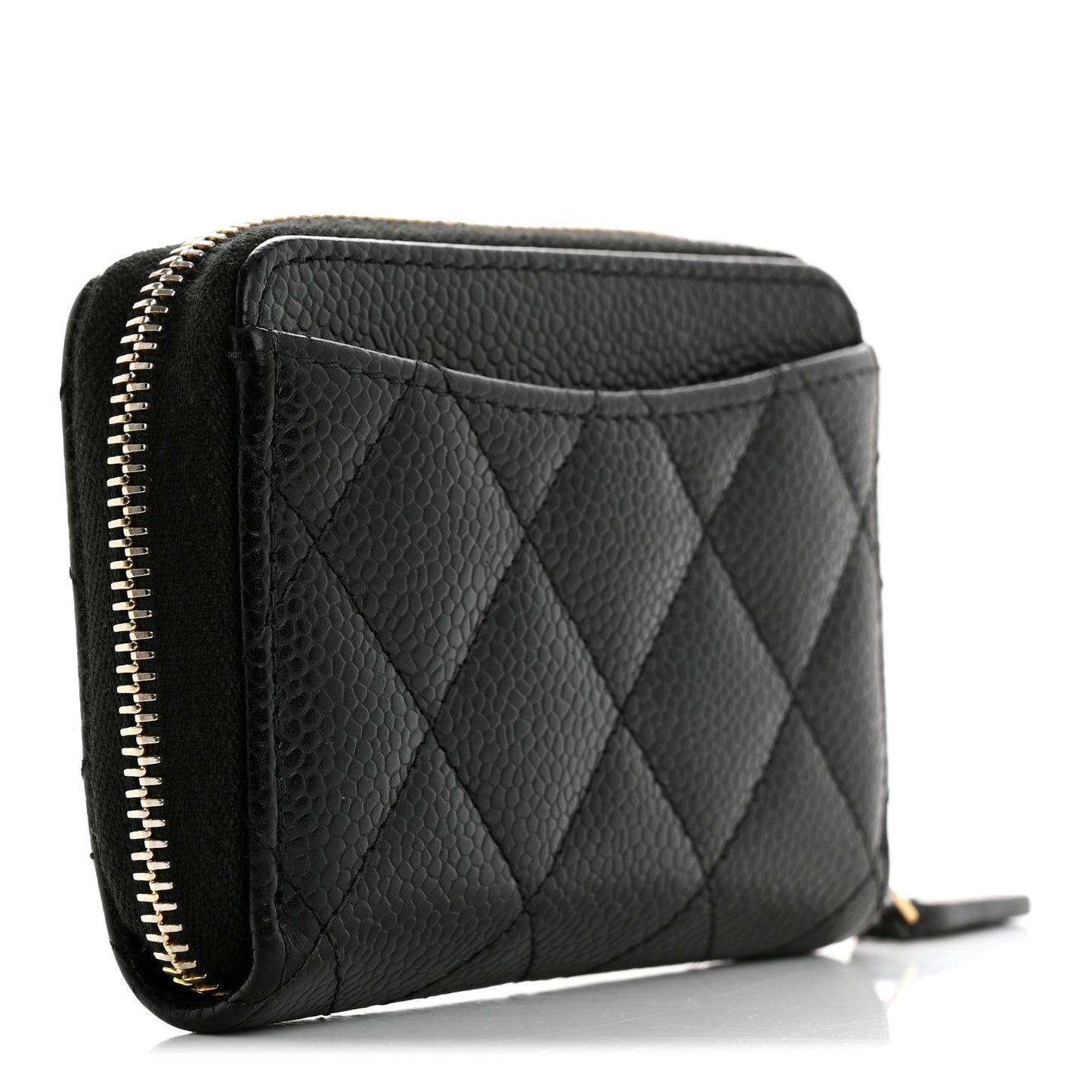 Caviar Quilted Classic Zipped Coin Purse Black