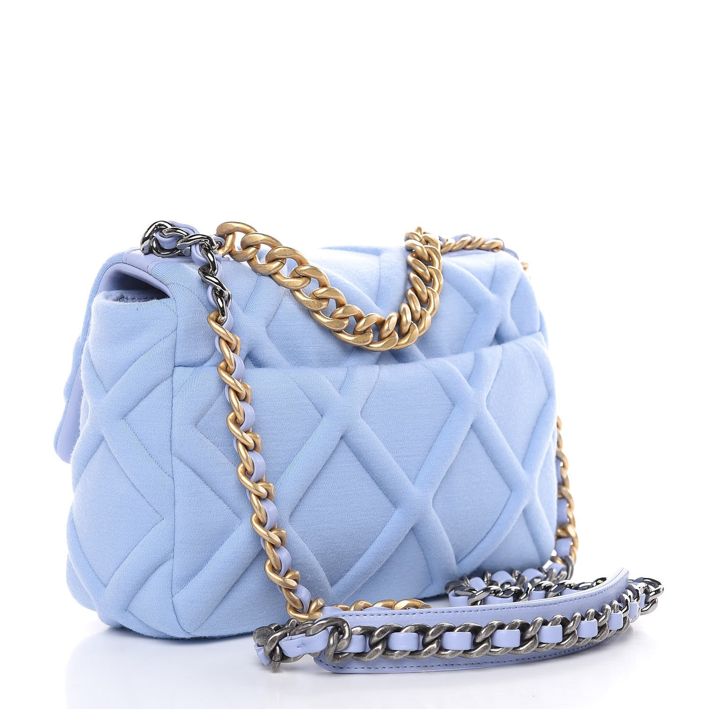 Jersey Lambskin Quilted Medium 19 Flap Light Blue
