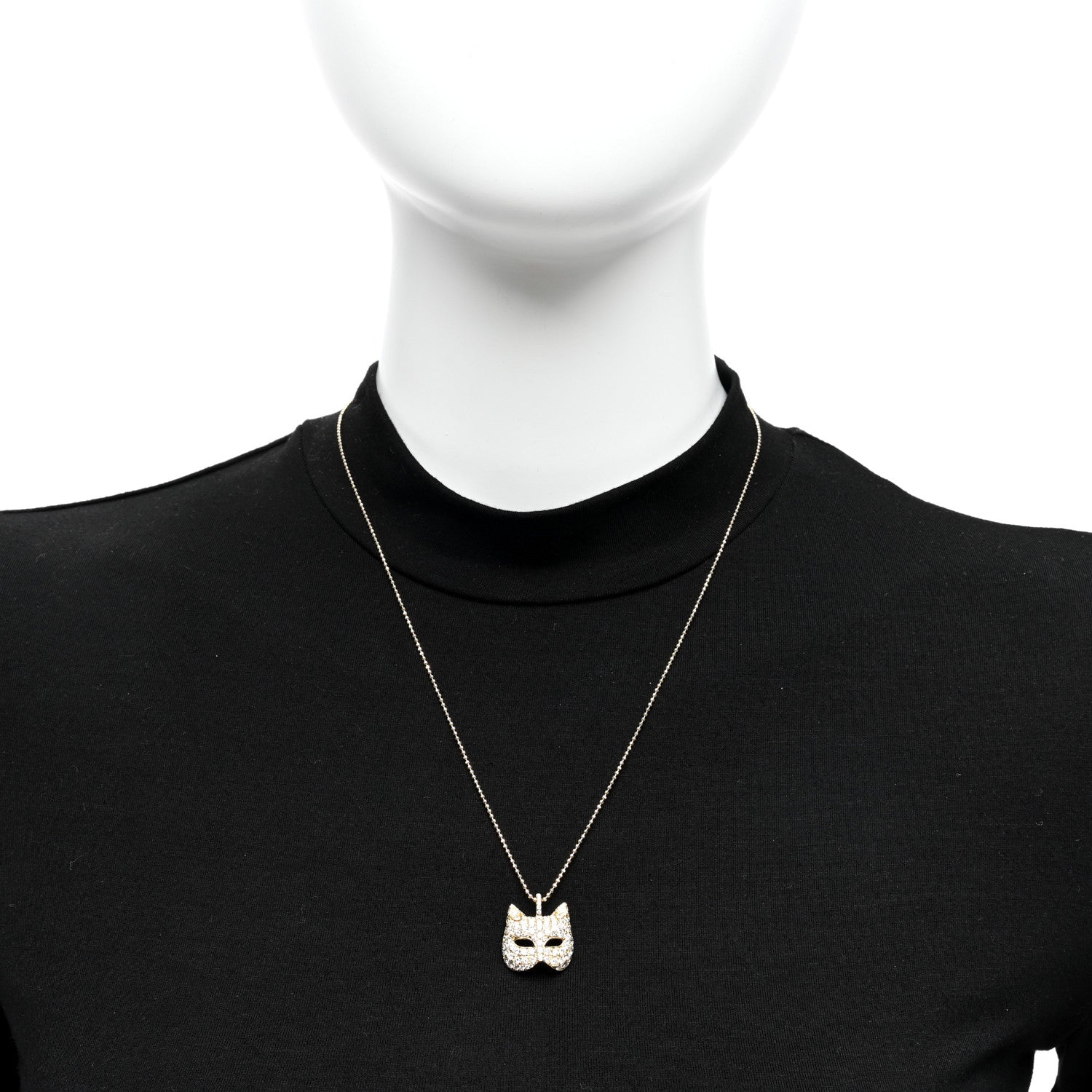Anita Ko 18K Yellow Gold Diamond Cat Mask Pendant Necklace 2 of 5