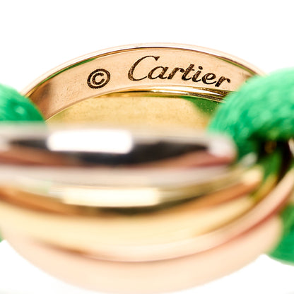 Cartier 18K Pink Yellow White Gold Trinity Adjustable Cord Bracelet Kelly Green 4 of 6