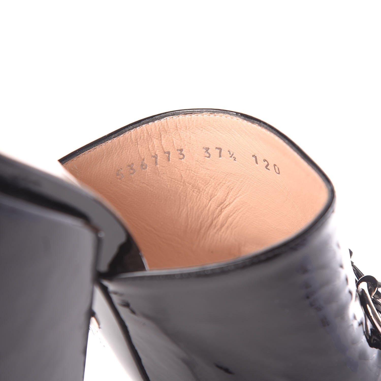 Gucci Patent Lexi Horsebit High-Heel Slide Sandals 37.5 Black 10 of 11