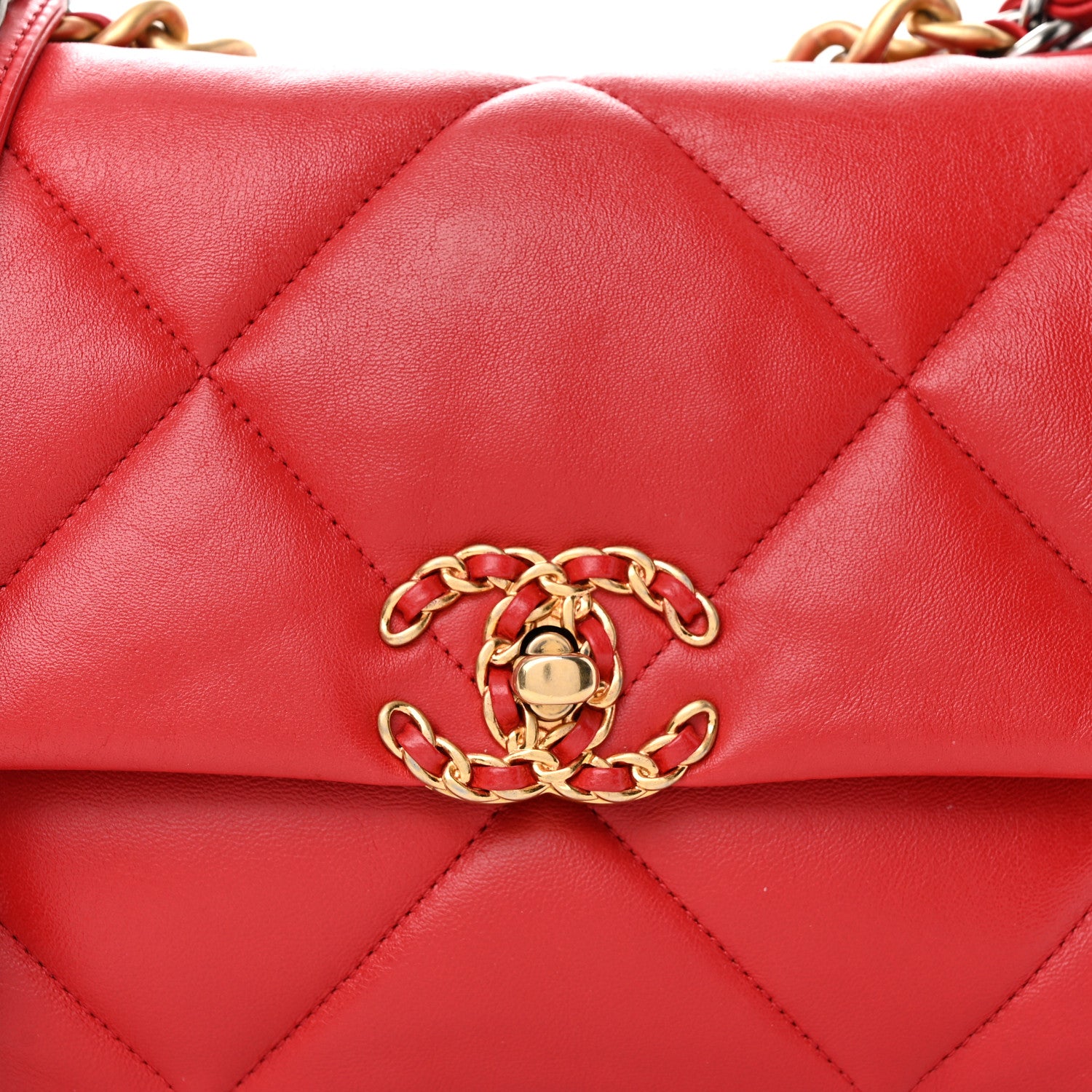 Chanel Goatskin Quilted Medium Chanel 19 Flap Red 8 of 12