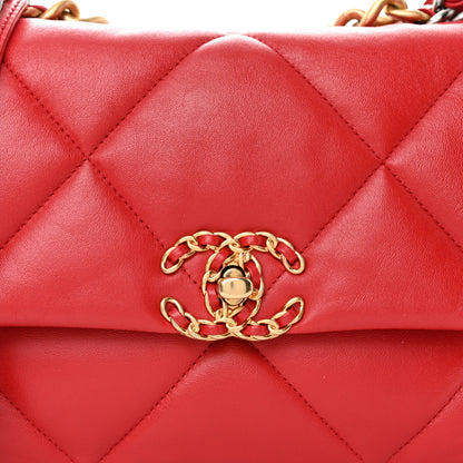 Chanel Goatskin Quilted Medium Chanel 19 Flap Red 8 of 12