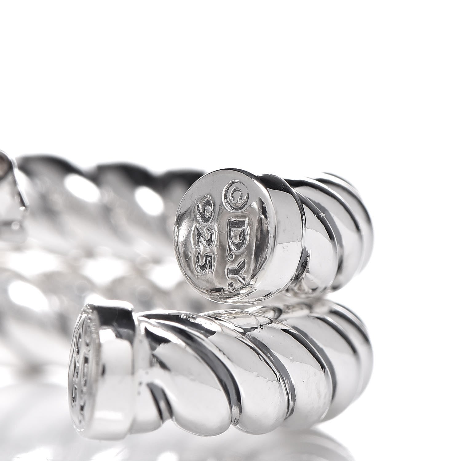 David Yurman Sterling Silver Small Sculpted Cable Hoop Earrings 4 of 4