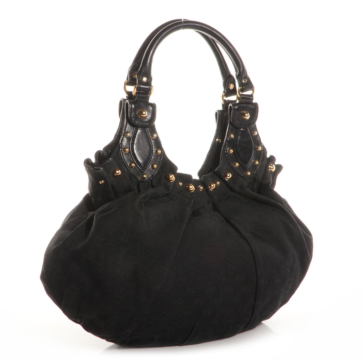 Gucci Monogram Pelham Studded Shoulder Bag Black 3 of 7